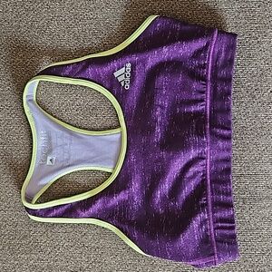 Adidas purple & lime green sports bra
